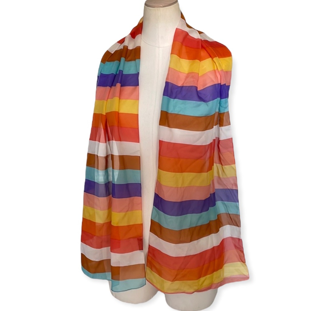 Cejon Multicolored Striped Scarf Long Excellent Condition 13”x62”